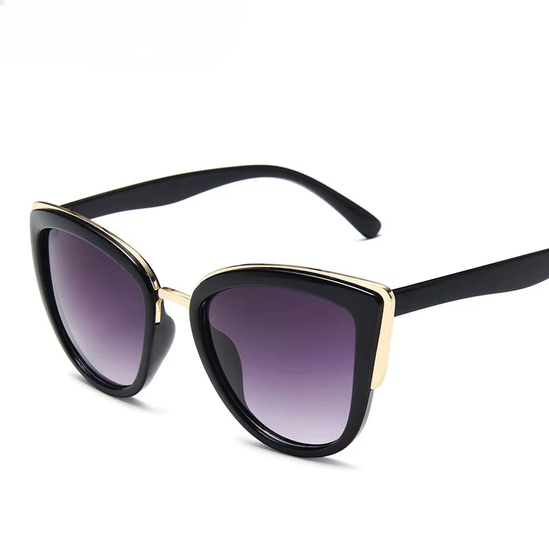Cat Eye Sunglasses for Women PC with Metal Big Black Fast Selling Luxury Women Polarized Sunglasses Sunwear