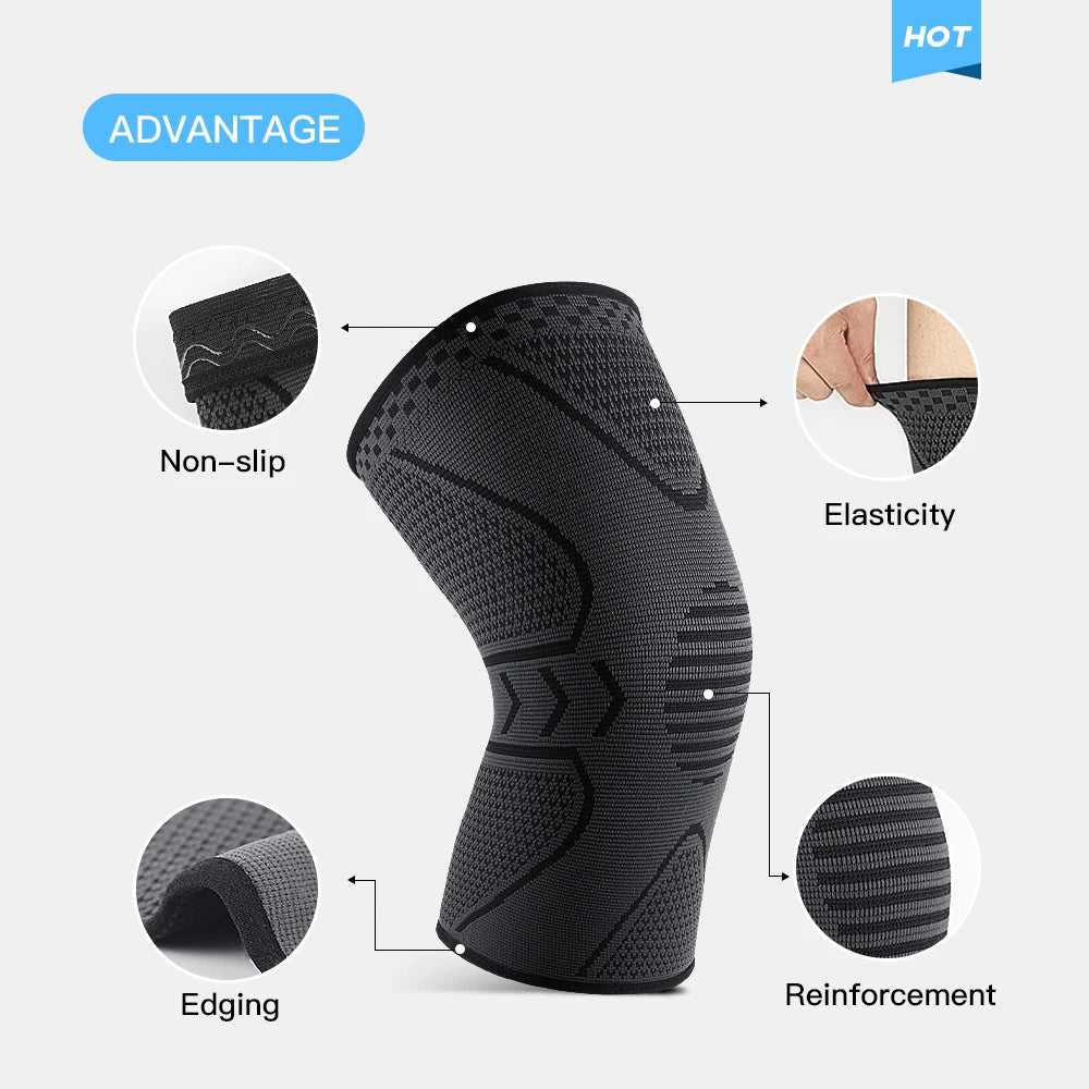 1Piece Fitness Running Cycling Knee Braces Elastic Nylon Knee Brace for Sports Compression Knee Pad Sleeve Basketball Volleyball