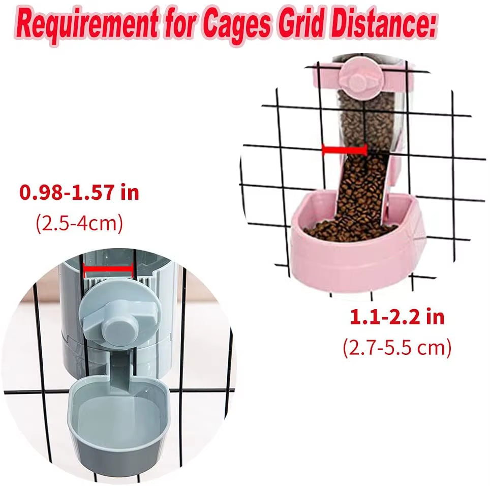 Automatic Pet Feeder Cage Hanging Bowl Water Bottle Food Container Dispenser for Puppy Cats Rabbit Birds Pet Feeding Product