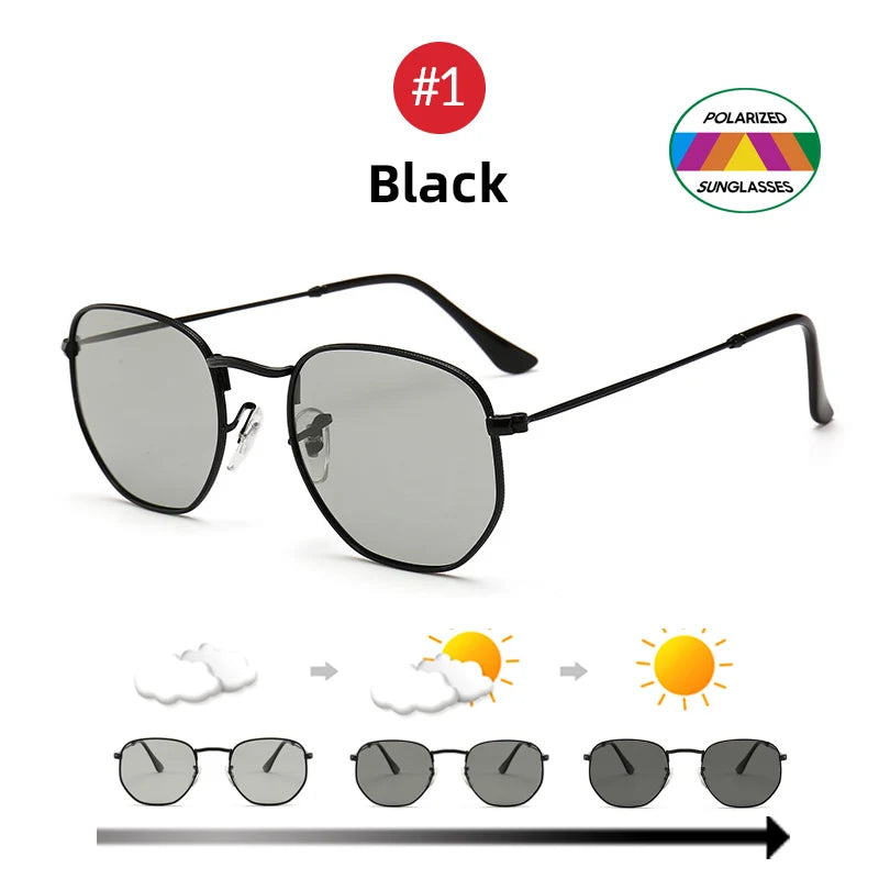 Oval Women Fashion Photochromic Sunglasses Polarized Ladies Metal Gold Frame Sun Glasses 2025 Trending Female Shades
