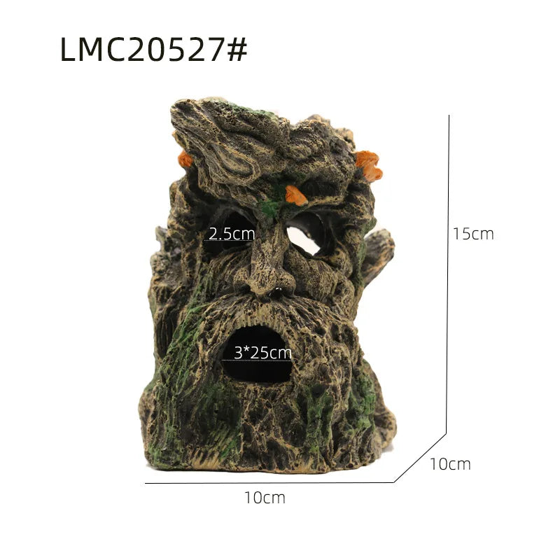 Fish Tank Reptile Box Landscaping Decoration Creative Resin Ornament Lizard Gecko Tree Root Hide Cave Amphibians Terrarium Decor