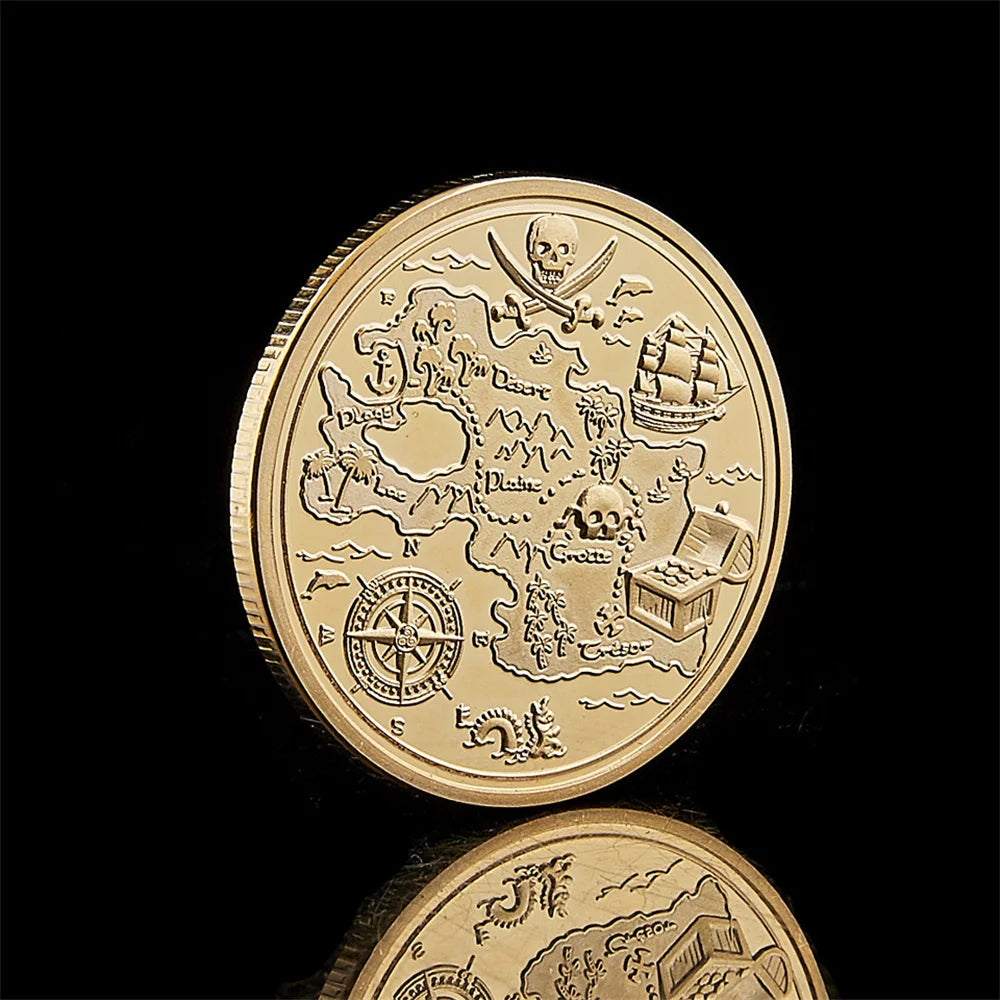 Skull Pirate Ship Gold Treasure Coin Lion of the Sea Running Wild Collectible Vaule Coin Collectible