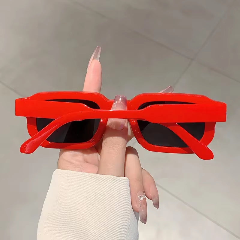 New Men Vintage Rectangle Frame Sunglasses Fashion Retro Sun Glasses Luxury Brand Design Glasses UV400 Eyewear Women Goggles