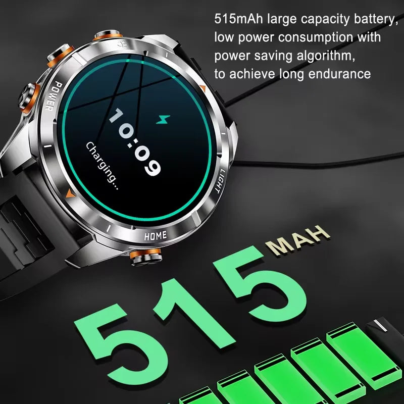 New Outdoor Sport Smart Watch Men 1.46" AMOLED Screen LED Flashlight 515Mah Battery 10ATM Waterproof Bluetooth Call Smartwatch