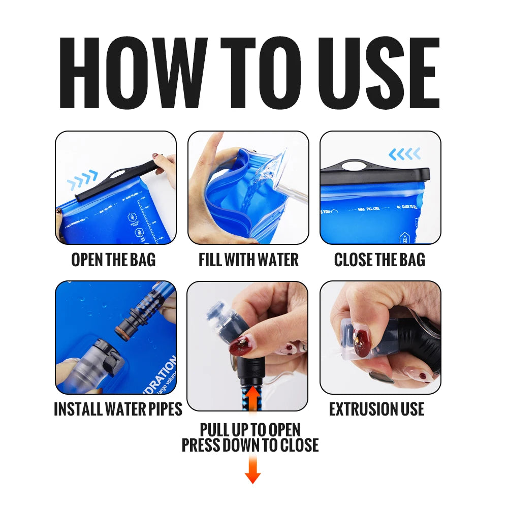 Sports Water Bladder Hydration Pack Storage Bag BPA Free Portable Food Grade Outdoor Drinking Camping Water Bag