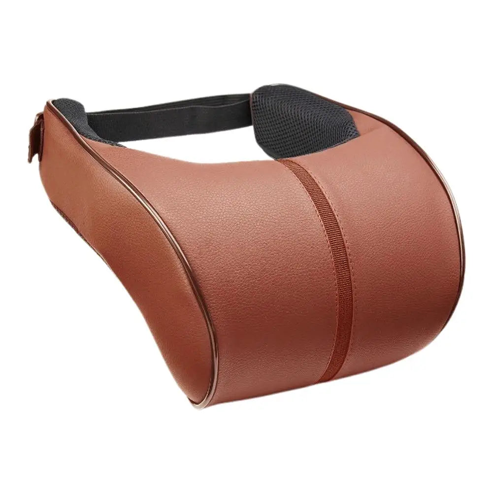 Adjustable Breathable Memory Foam Car Headrest and Neck Pillow with Leather Finish, Includes Car Waist Pad - Automotive Decorative Accessories
