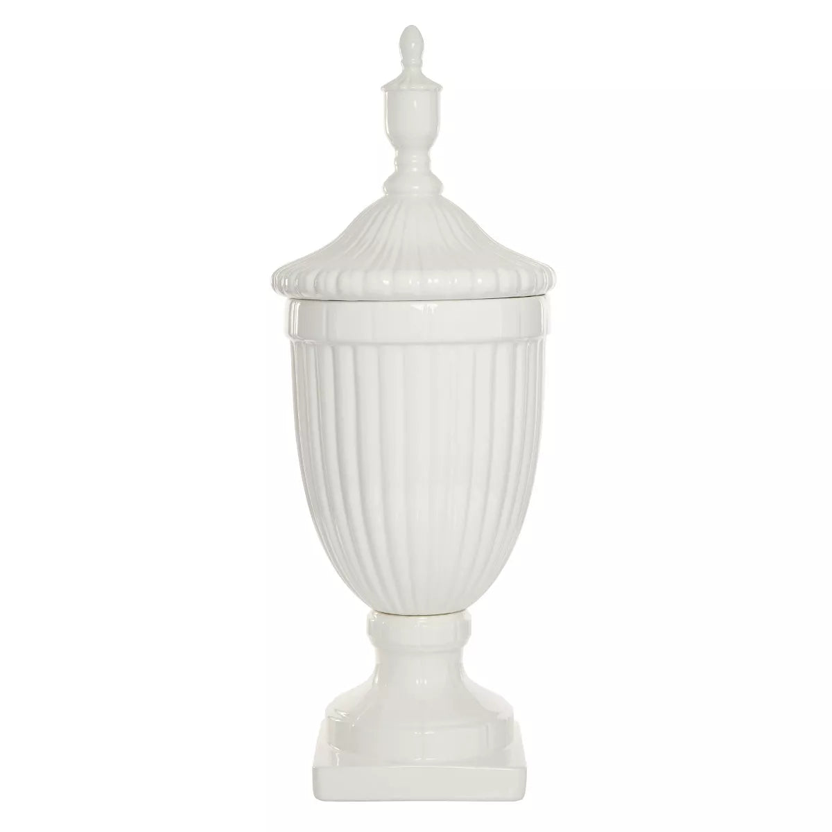 26-Inch Contemporary White Ceramic Vase - Elegant Large Tabletop Decor with Unique Design