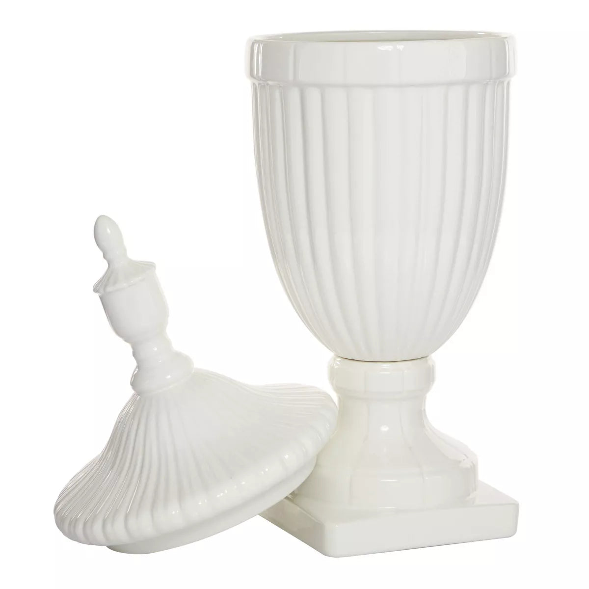 26-Inch Contemporary White Ceramic Vase - Elegant Large Tabletop Decor with Unique Design