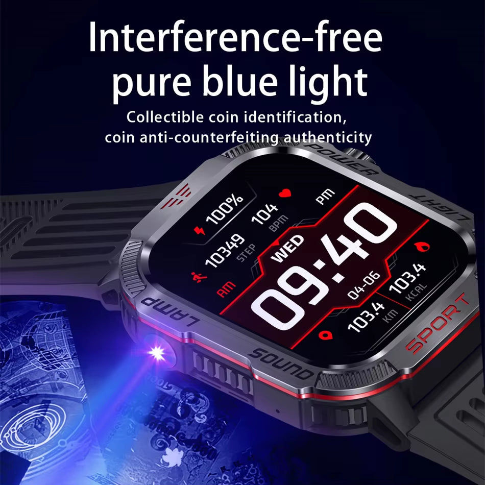 Military GPS Smart Watch Men Flashlight Compass Waterproof Outdoor Sport Tracker Bluetooth Call Smartwatch