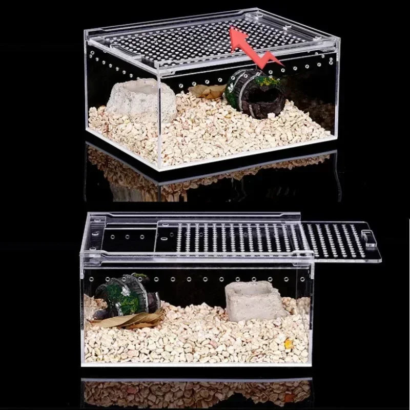 Transparent Acrylic Reptile Breeding Box Spider Lizard Amphibian Terrarium Leak-Proof Pet Habitat Arboreal Tarantula Enclosure