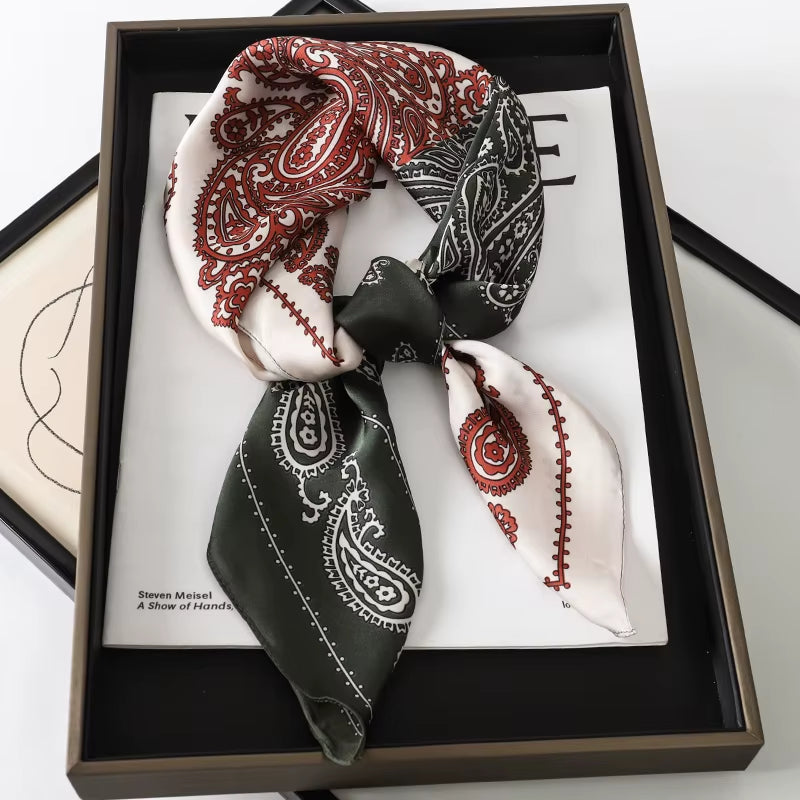 2025 New Fashion 70X70Cmprinted Women'S Scarf Pashmina Silk Scarf Square Shawl Decorative Headband Neck Luxury Design Bandana
