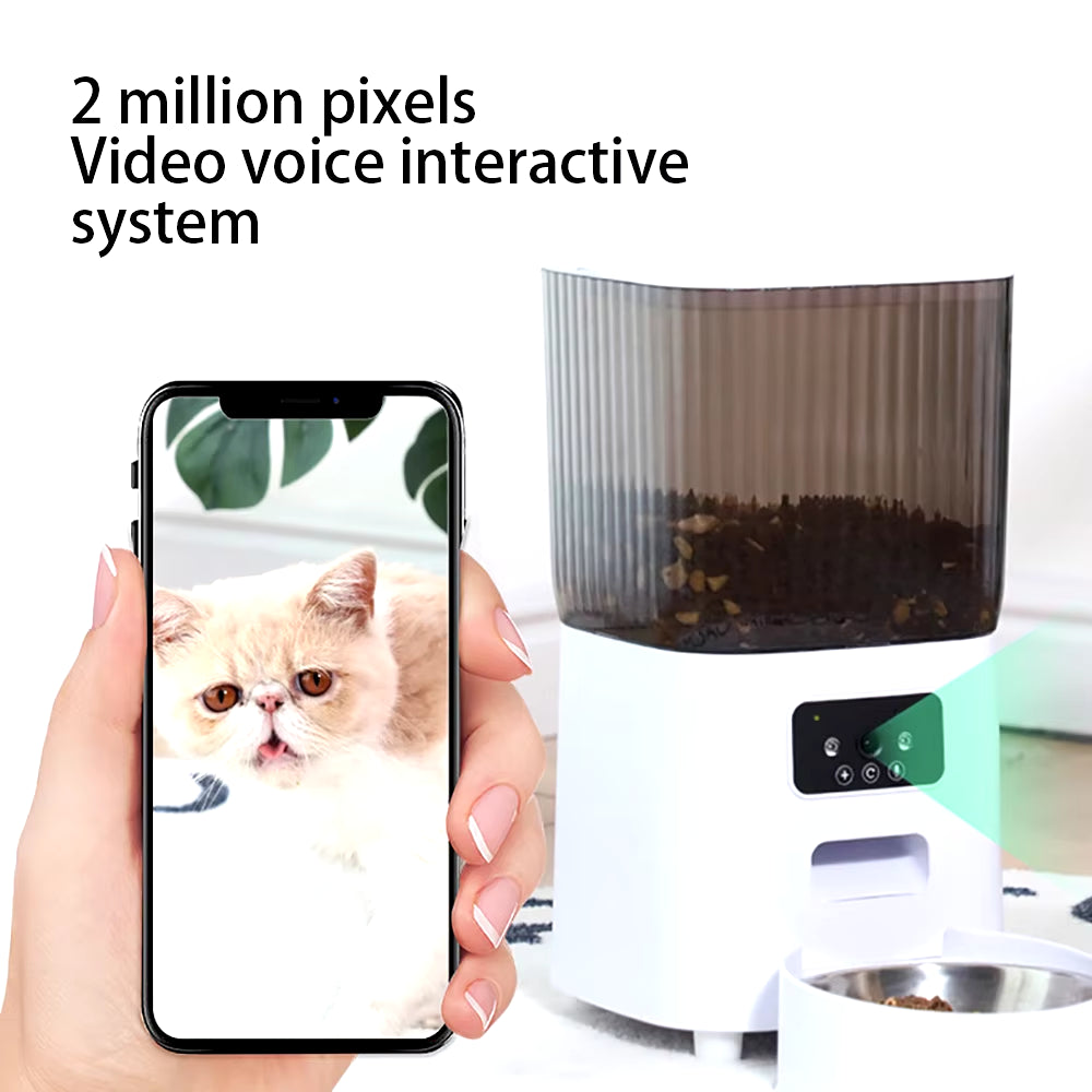 5L Pet Feeder with Camera Automatic Cat Feeder Smart Dog Food Dispenser Wifi Timing Stainless Steel Feeding Bowl(No 5V 2A Plug)
