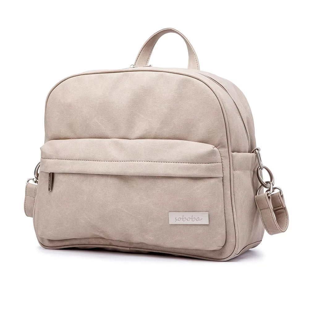 Soboba Solid Fashion Diaper Backpack for Baby Care Waterproof Multi-Function Nappy Changing Bag for Mother Stylish Diaper Bags