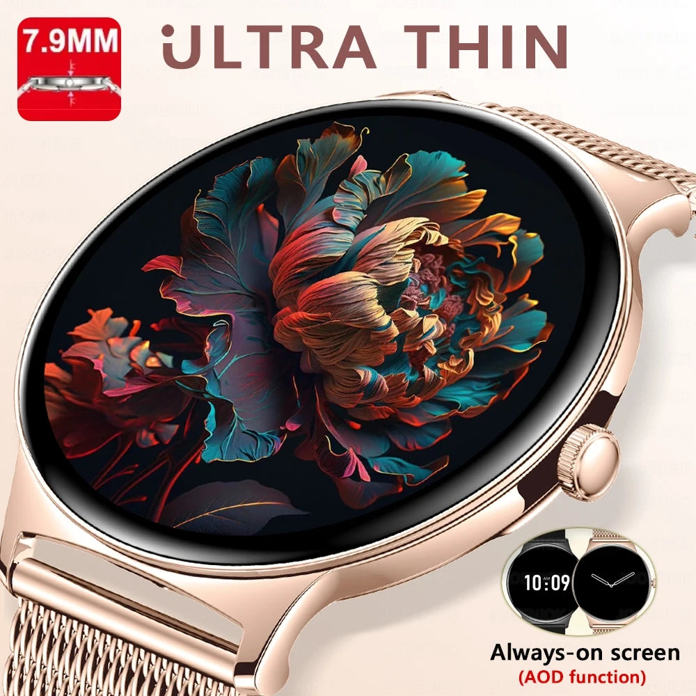 New Ultra Thin Smart Watch Women Screen Always Display Time Sports Bracelet Bluetooth Call Fashion Smartwatch