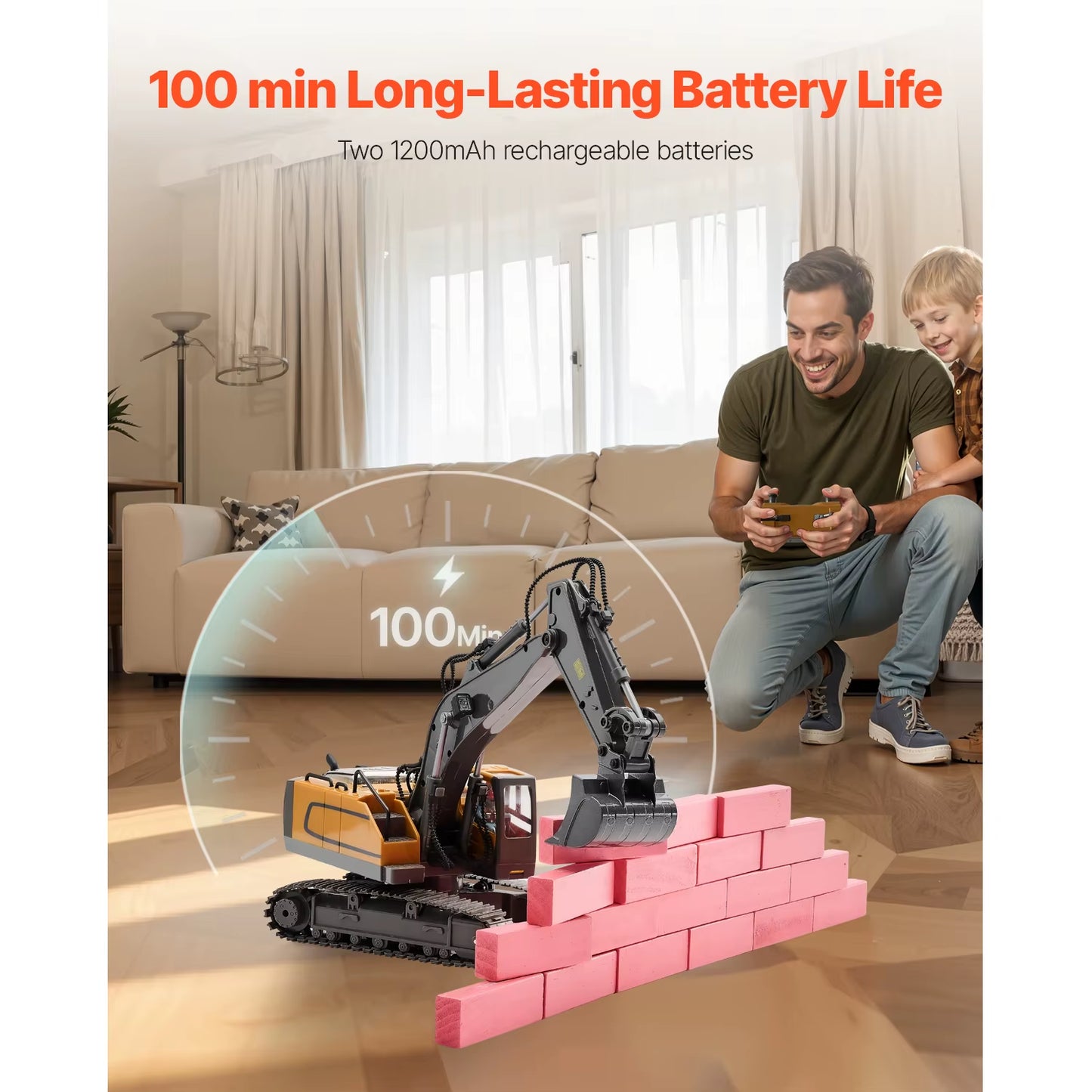 Succebuy 2.4G Rc Excavator 1:20 Scale with Sounds Construction Vehicles Remote Control Car Digger Toys for Kids Boys Gifts
