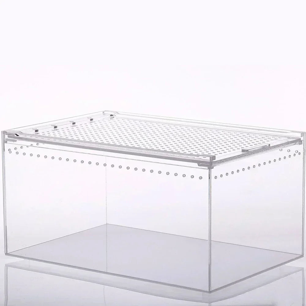 Transparent Acrylic Reptile Breeding Box Spider Lizard Amphibian Terrarium Leak-Proof Pet Habitat Arboreal Tarantula Enclosure