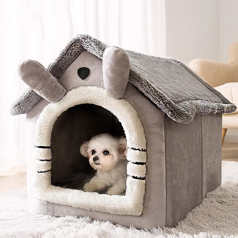 Cozy Foldable Dog House Bed Mat - Perfect Winter Retreat for Small to Medium Dogs and Cats