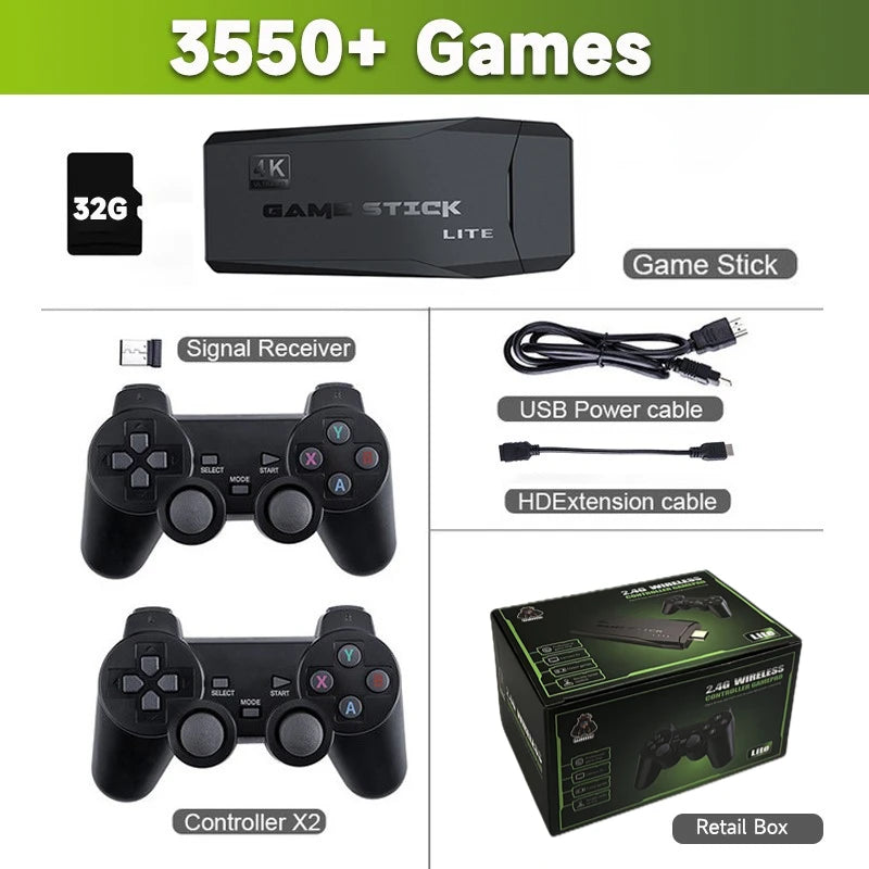 Video Game Sticks M8 Console 2.4G Dual Wireless Controller Game Stick 4K 10000 Games 64GB Retro Game for Dropshiopping Xmas Gift