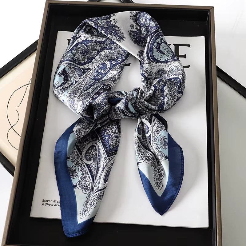 2025 New Fashion 70X70Cmprinted Women'S Scarf Pashmina Silk Scarf Square Shawl Decorative Headband Neck Luxury Design Bandana