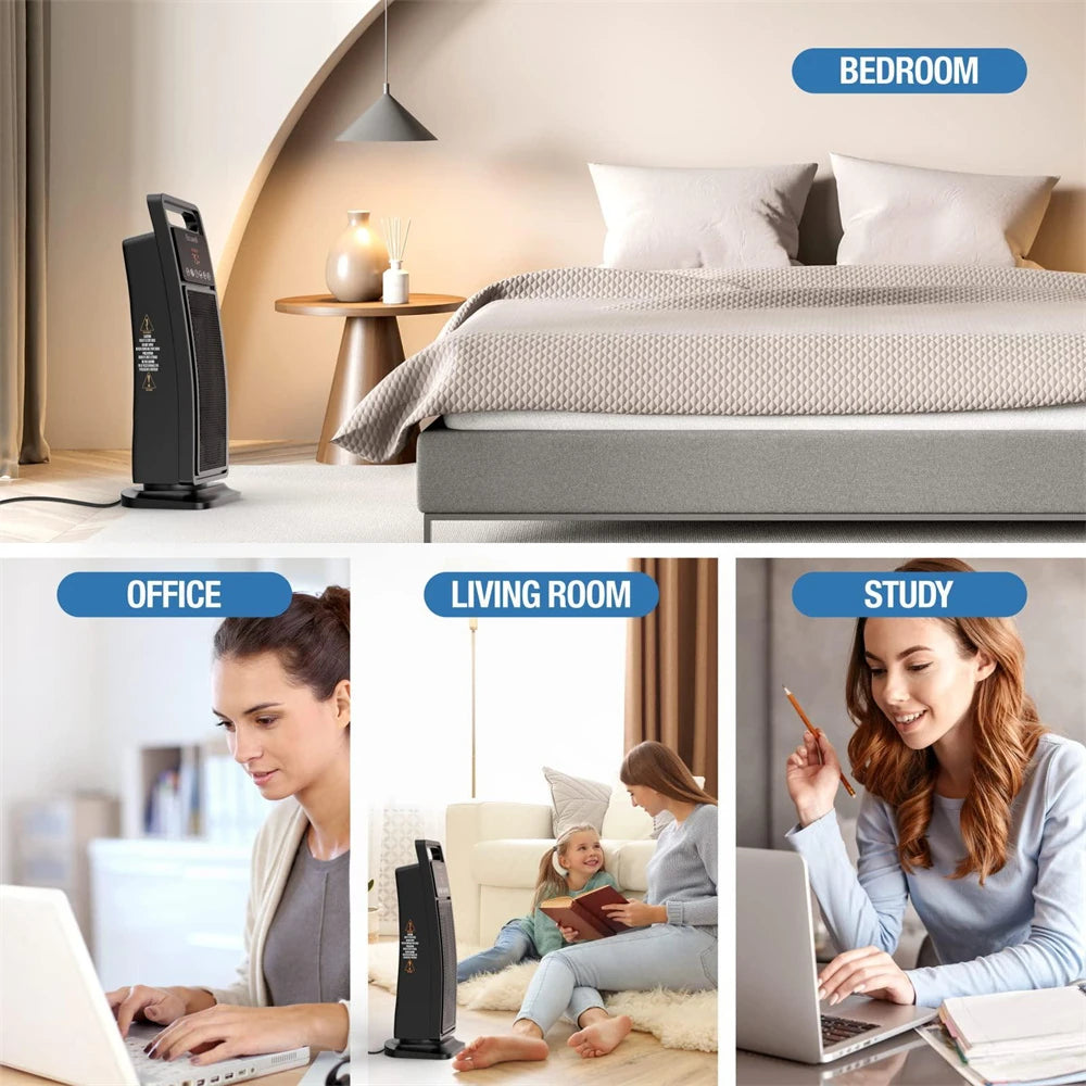 Ecowell 21" Tower Heater with Remote 2000W Ceramic Warm Air Fan Portable Heater for Home Bedroom Office