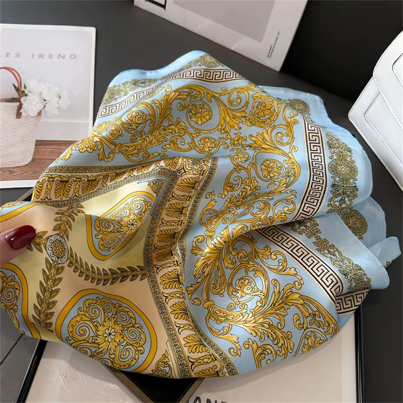 2025 New Fashion 70X70Cmprinted Women'S Scarf Pashmina Silk Scarf Square Shawl Decorative Headband Neck Luxury Design Bandana