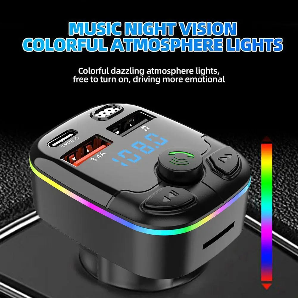 Car MP3 Player Fm Transmitter Wireless Bluetooth 5.0 Noise Reduction Audio Receiver Car Kit Handfree Dual Usb Car