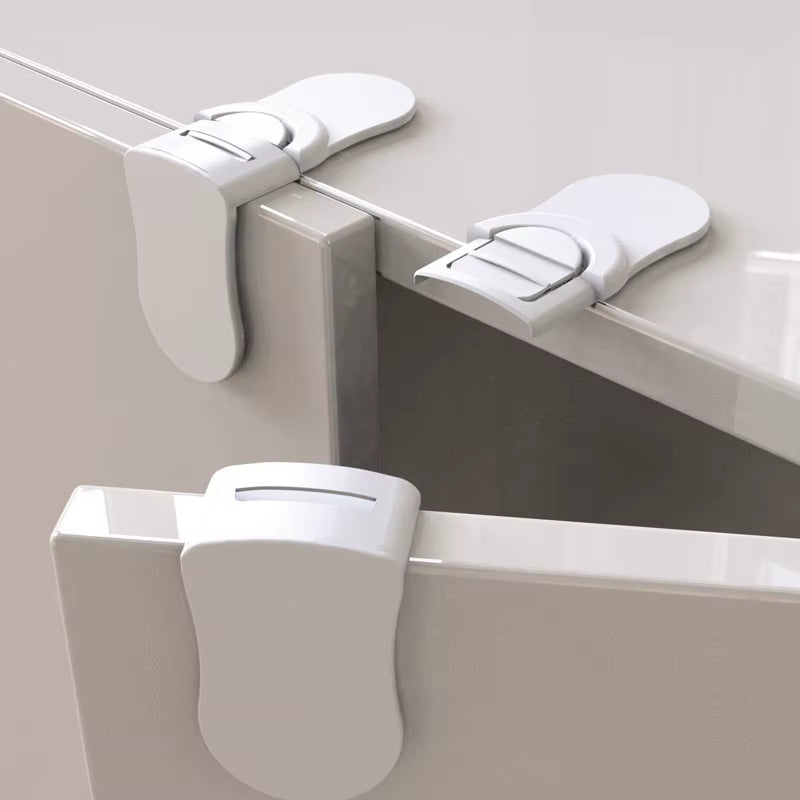 10PCS Child Safety Cabinet Lock Baby Drawer Lock Fridge Silicone Door Bumper Bracelet Plastic Buckle Children Security