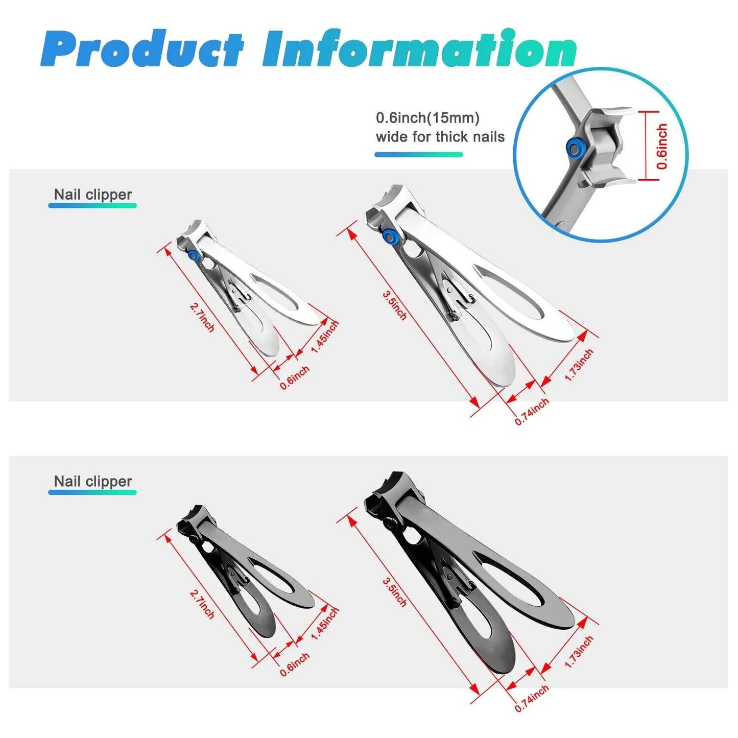 Extra Large Toe Nail Clippers for Thick Hard Nails Cutter Heavy Duty Stainless