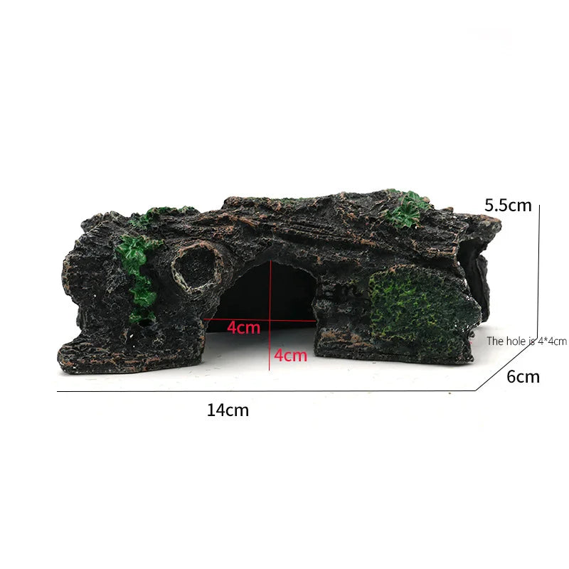 Fish Tank Reptile Box Landscaping Decoration Creative Resin Ornament Lizard Gecko Tree Root Hide Cave Amphibians Terrarium Decor