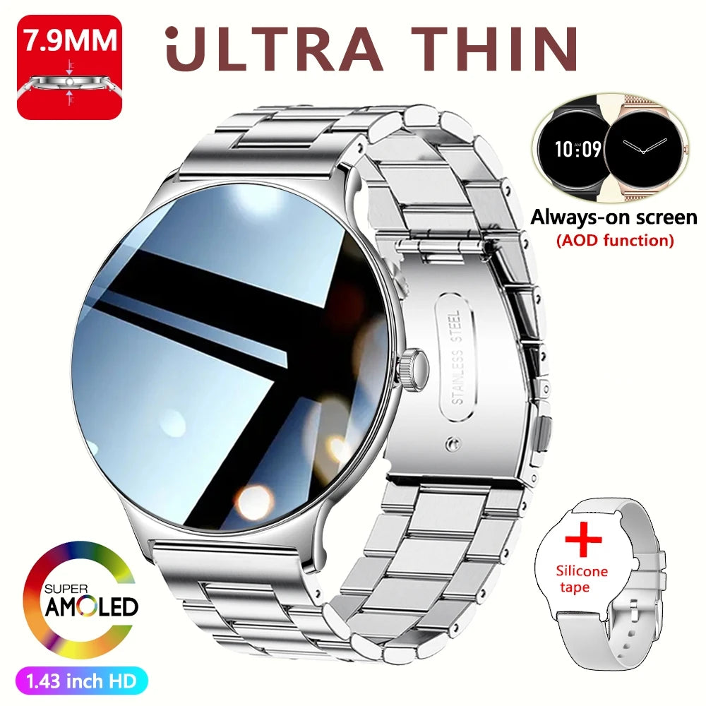 New Ultra Thin Smart Watch Women Screen Always Display Time Sports Bracelet Bluetooth Call Fashion Smartwatch