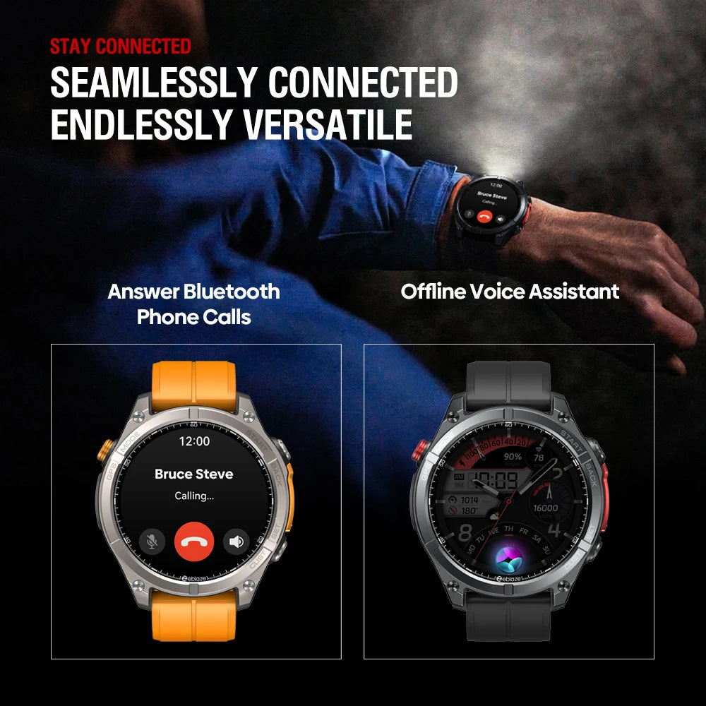 NEW Stratos 4 GPS Smart Watch 1.43 AMOLED Display Built-In Compass Barometric Altimeter Flashlight Voice Call Smartwatch