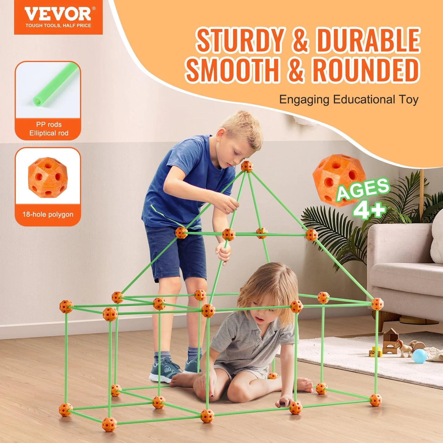 Tent Fort Building Kit for Kids Glow in the Dark STEM Construction Toy 85P