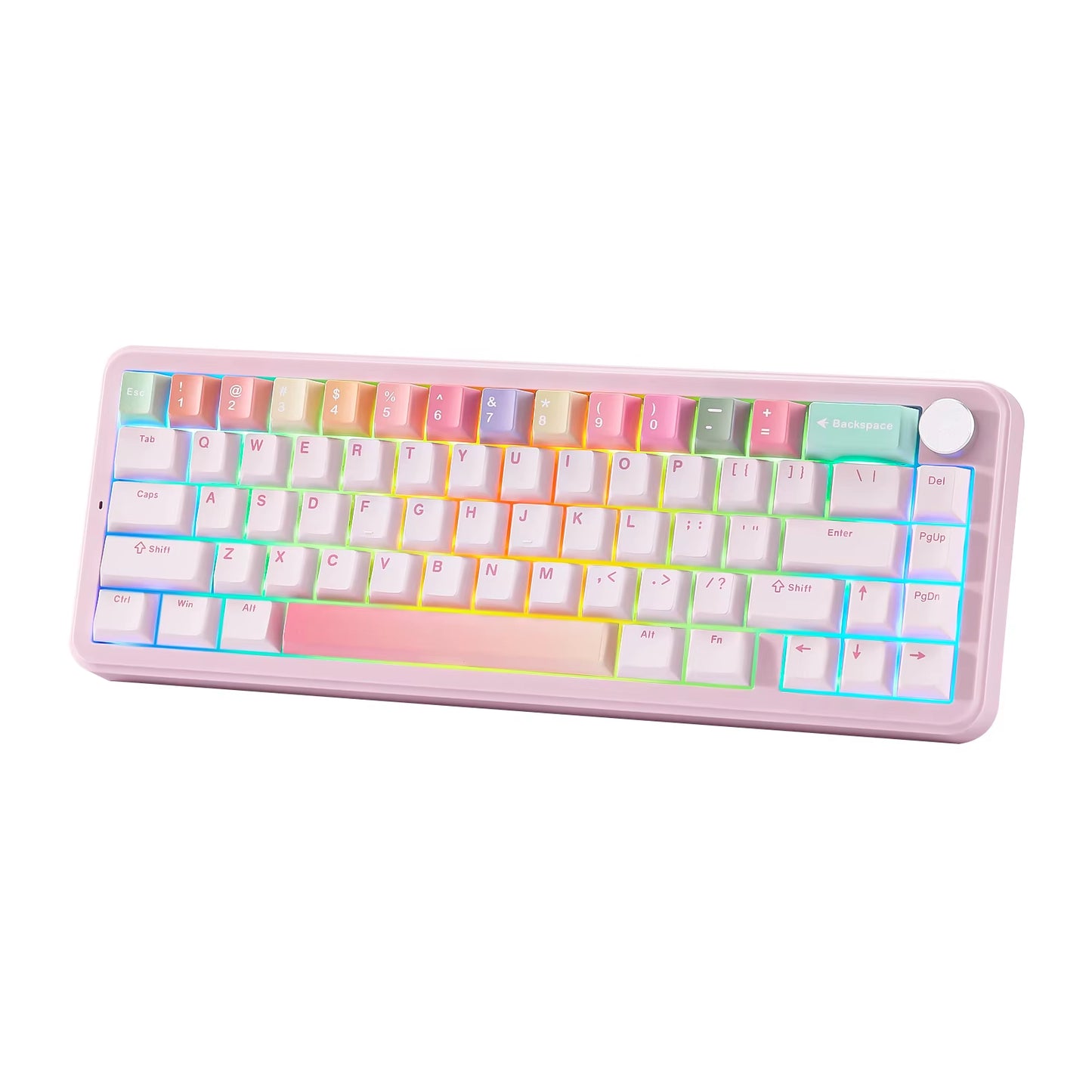 YUNZII B68 Wireless Mechanical Gaming Keyboard, Tri-Mode Hot Swappable Cute Gasket Mounted Creamy Keyboard for Win/Mac,