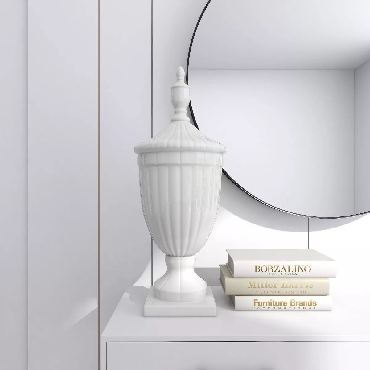 26-Inch Contemporary White Ceramic Vase - Elegant Large Tabletop Decor with Unique Design