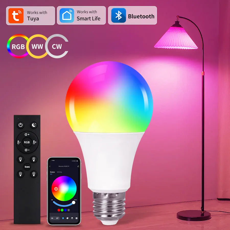 Smart LED Light Bulb E27 9W 220V Bluetooth RF Remote Group Control Smart Life RGB Spotlight for Bar Bedroom Decor Lighting