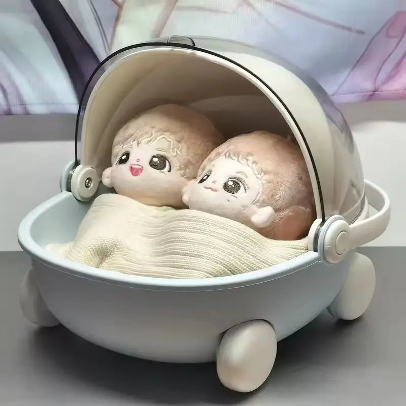 Labubu Baby Stroller Mokoko Storage Box Doll Decor Labubu Space Module Doll Sleep Cradle Cart Dolls Bed Furniture Accessories