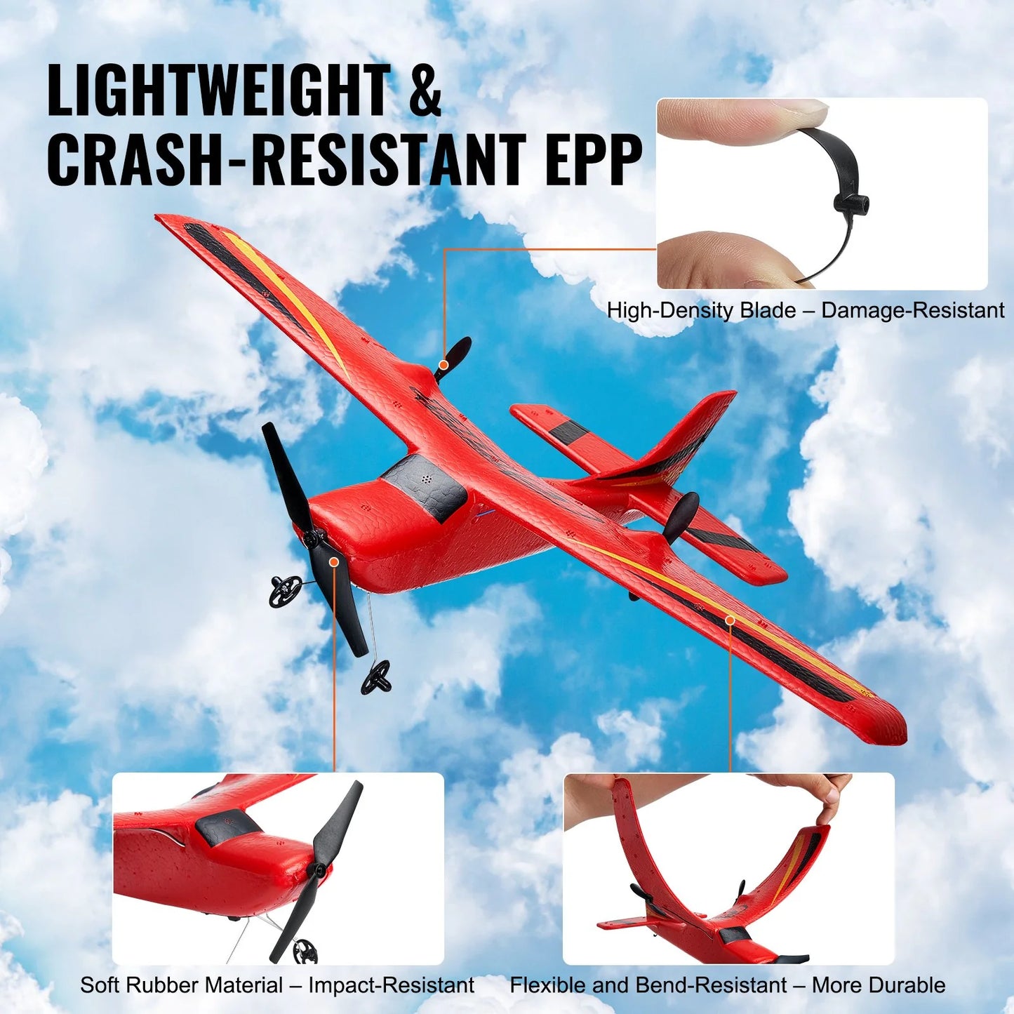 RC Airplane EPP Foam RC Plane Toy with 2.4 Ghz Remote Control 2 Batteries