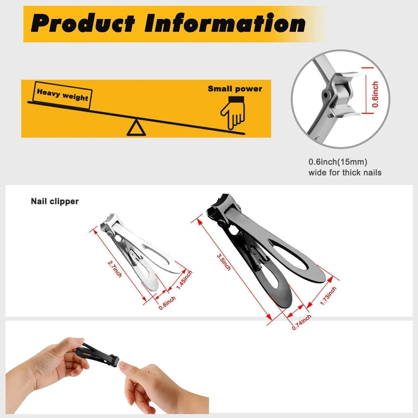 Extra Large Toe Nail Clippers for Thick Hard Nails Cutter Heavy Duty Stainless