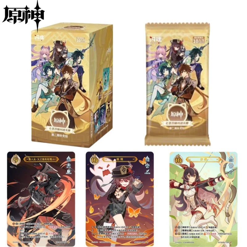 Original Genshin Impact Card Genius Invokation TCG Battle Card Hu Tao Raiden Shogun Anime Character Collection Card Kid Toy Gift