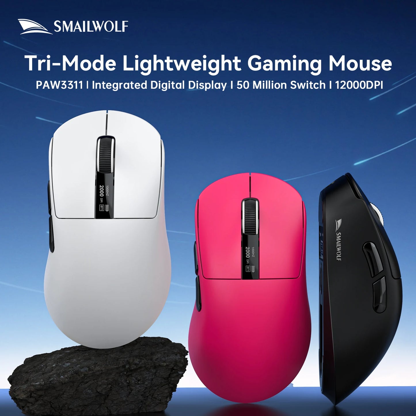 M6 Bluetooth Wireless Mouse Three-Mode E-Sports Gaming Laptop Lightweight PAW3311 1KHZ 12KDPI with Charging Dock