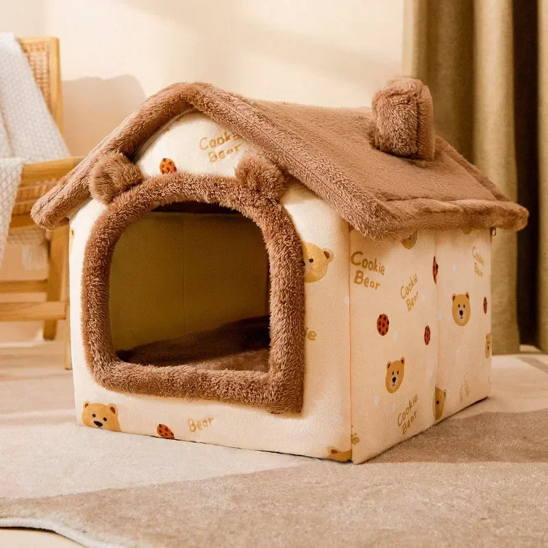 Cozy Foldable Dog House Bed Mat - Perfect Winter Retreat for Small to Medium Dogs and Cats