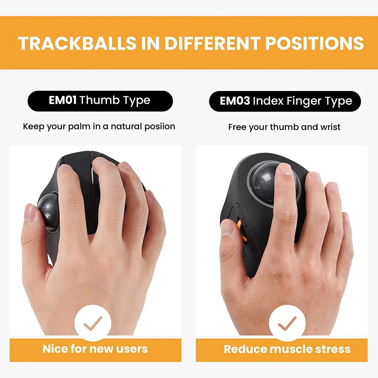 Protoarc Wireless Index Finger Trackball Mouse Rechargeable RGB Rollerball BT 2.4G Mice for Computer Laptop 3 Device Connection