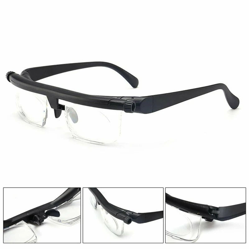 Dial Adjustable Glasses Variable Focus for Reading Distance Vision Eyeglasses US