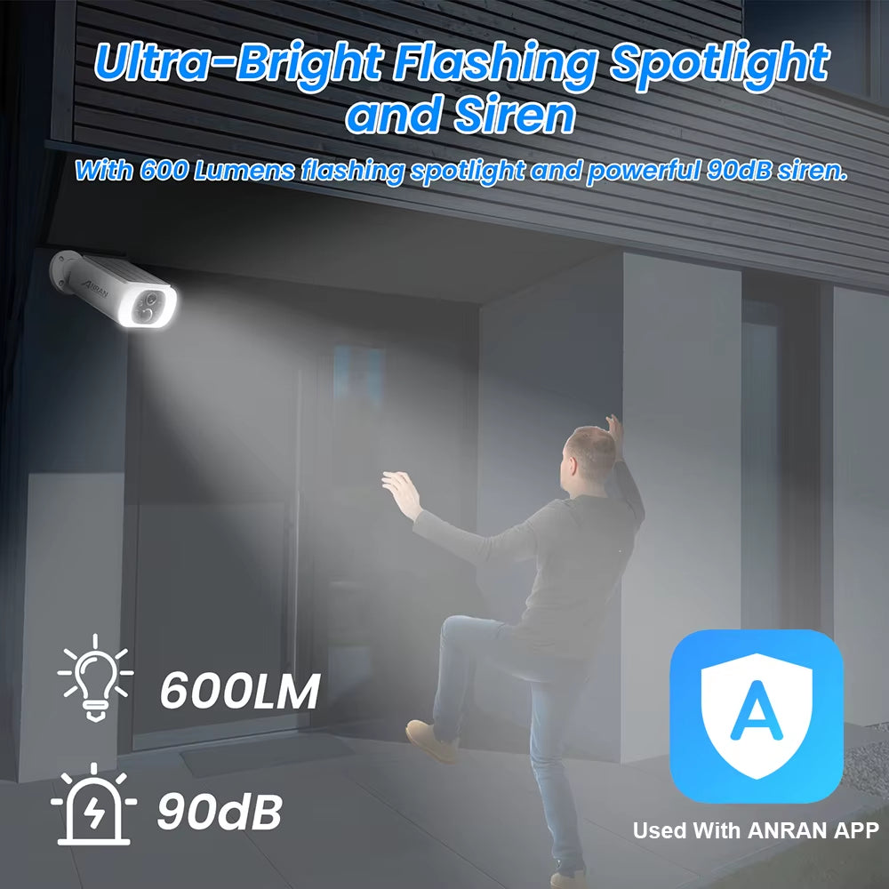 Outdoor Solar Security Camera with Battery 3MP 2.4G WIFI Camera Battery Cloud Storage Color Night Vision Can'T Add NVR