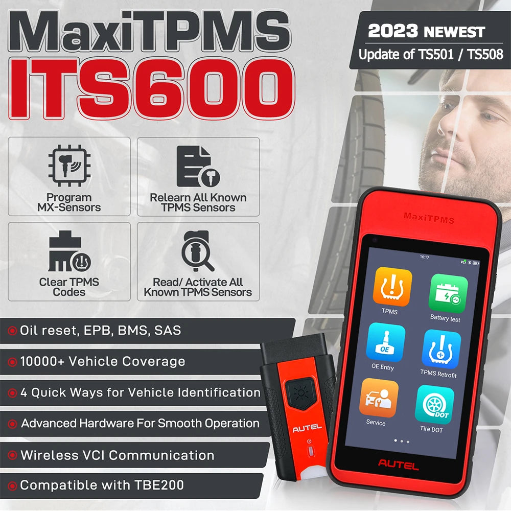 Autel Maxitpms ITS600E Diagnostic Scanner TPMS Relearn & Scan Tool Upgraded of TS508 Oil Reset/Bms/Sas/Epb Work with TBE200E