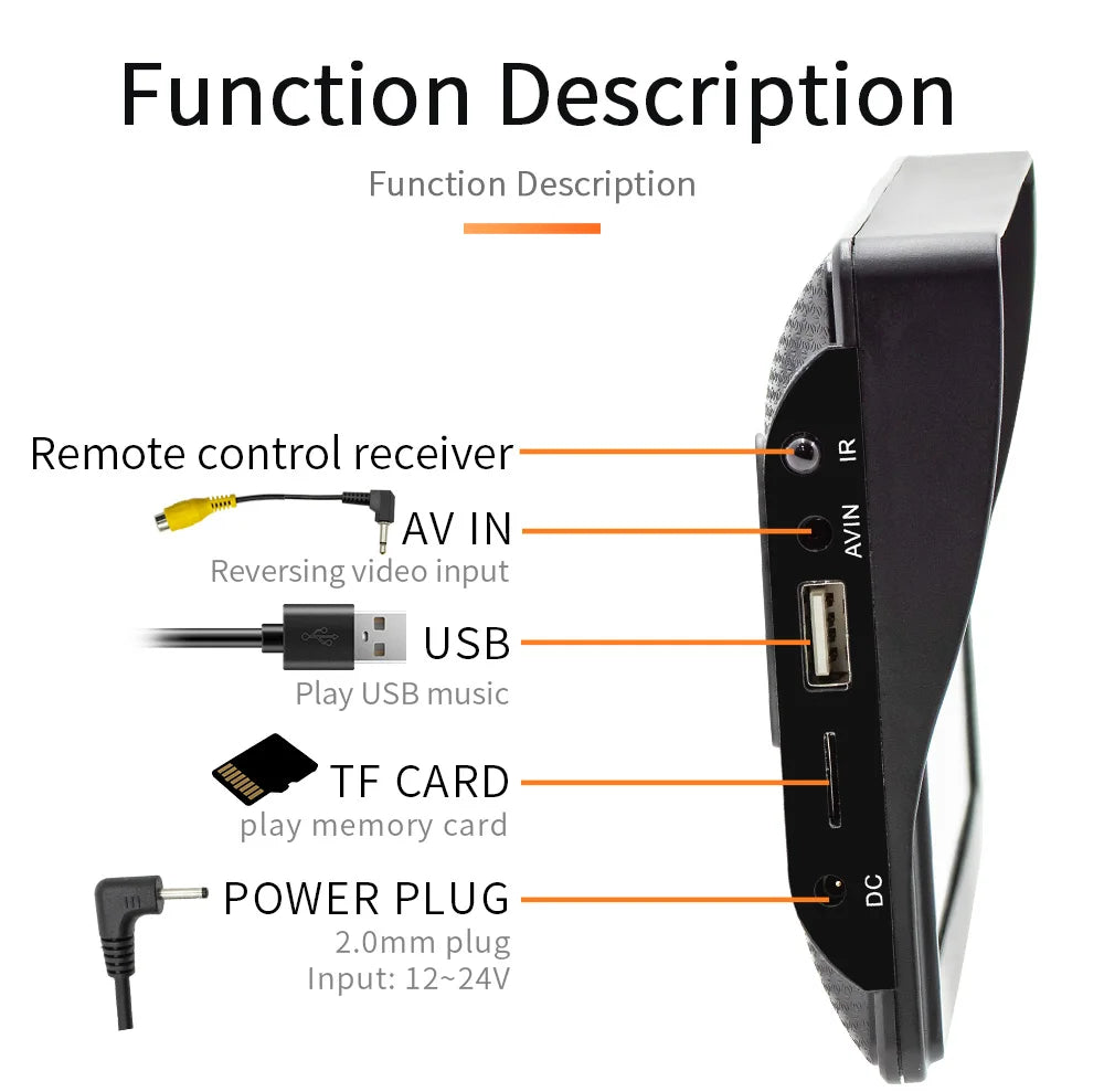 Universal 7" HD Portable Car MP5 Wireless Android Auto/Carplay BT Mirrorlink Car Player Remote Control Cat Stereo