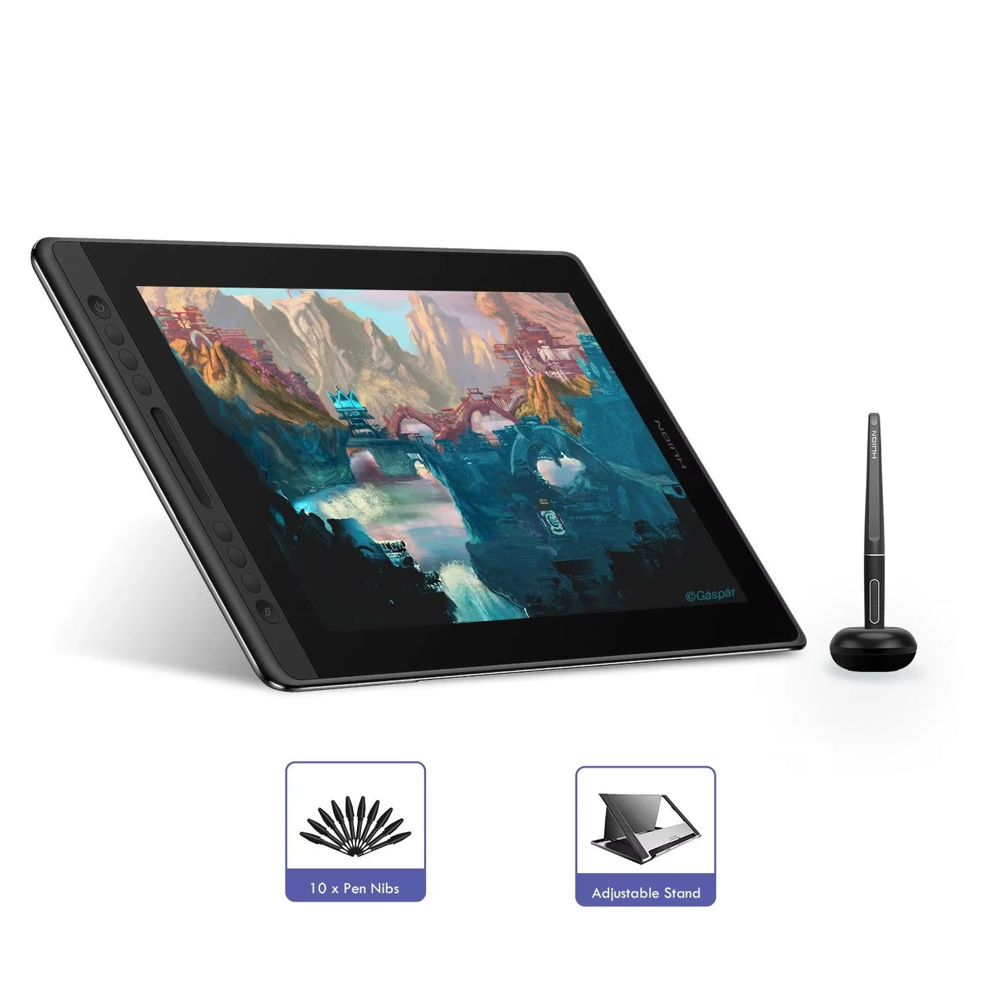 Huion Kamvas Pro 16 Drawing Pen Tablet 15.6 Inch 120% Srgb Digital Graphic Tablet Pen Display Monitor with Tilt Function
