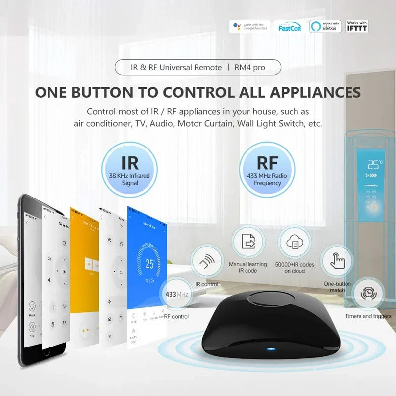 Original RM4 Pro IR RF WIFI Universal Smart Remote Control Rm4Pro Smarthome Automation Work with Alexa and Google Home