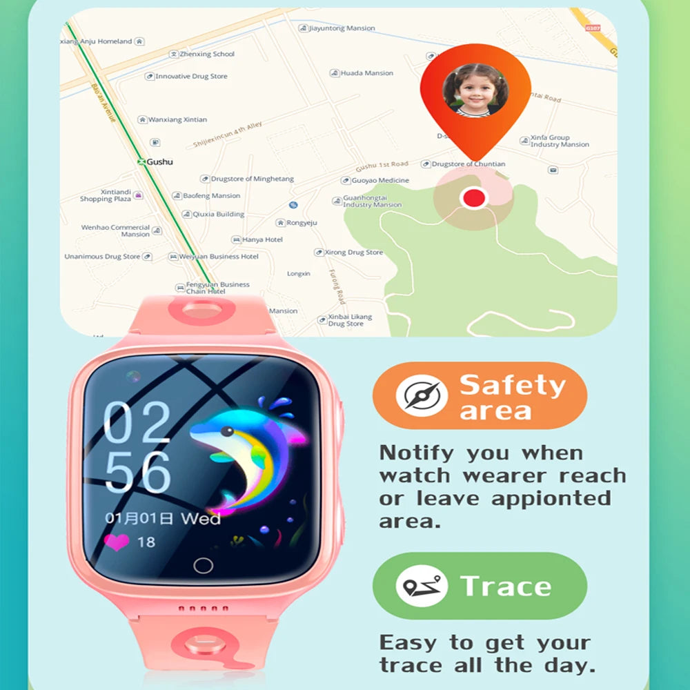 KGG 4G Smart Watch Kids GPS Wifi 1000Mah Video Call Tracker Location SOS Call Back Monitor Phone Watch Smartwatch Children Gifts