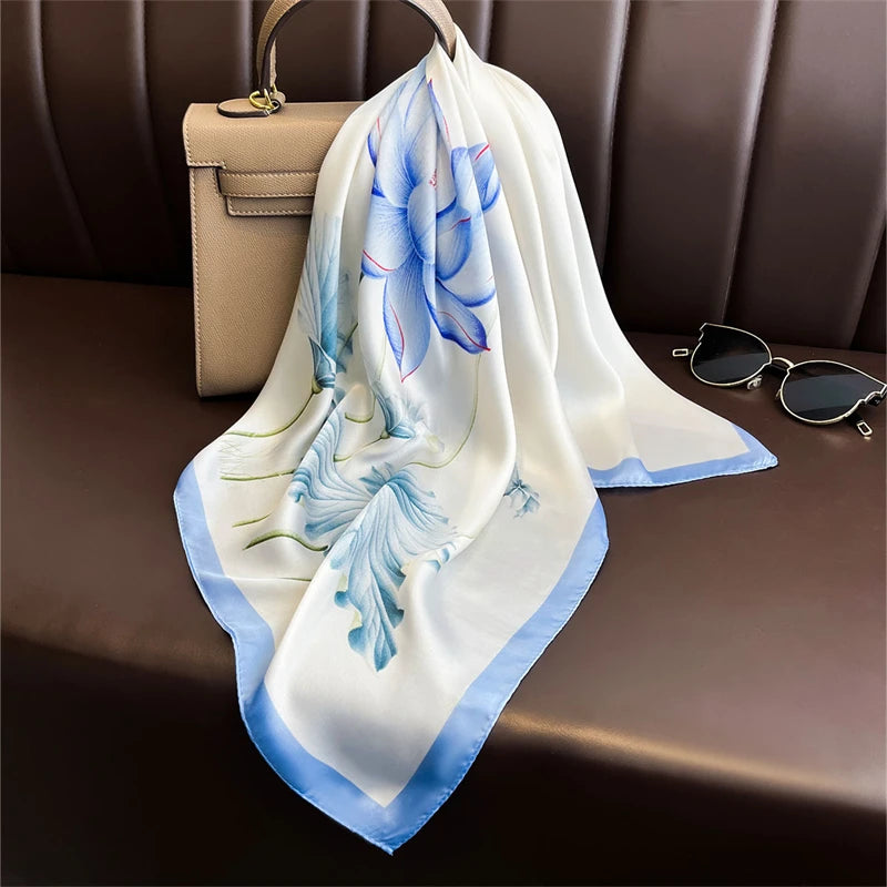 2025 New Fashion 70X70Cmprinted Women'S Scarf Pashmina Silk Scarf Square Shawl Decorative Headband Neck Luxury Design Bandana